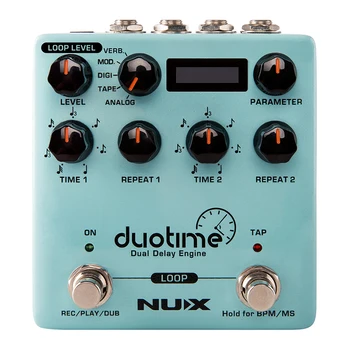 NUX duotime едно Real Stereo Delay Pedal Guitar Аналогов Tape Echo Digital Modulation Verb Dual Delay Engine Effects Китара Аксесоари