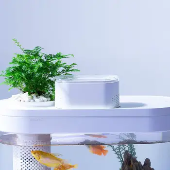 Mijia Geometry Amphibious Eco Fish Tank Pro Automatic Timing Feeding Wifi Smart Box Работа С Mijia Full Color Gamut Lighting