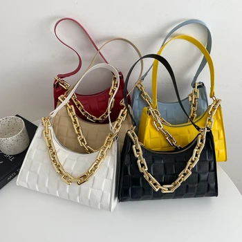 Лейди Франзела Чанти Мини ИЗКУСТВЕНА Кожа Чанти за Рамо за Жени Мода Checker Pattern Designed Дамски Чанти за Пътуване