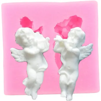 Angel Baby Силиконова Форма на DIY Baby Birthday Cupcake Topper Fondant Cake Decorating Tools Chocolate Candy Gumpaste Molds