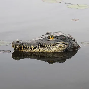 Плаващи Животни Украса Бижута Имитация На Животни На Открито Шамандура Стръв Синтетична Смола За Парка На Басейна, Градина На Главата На Крокодил