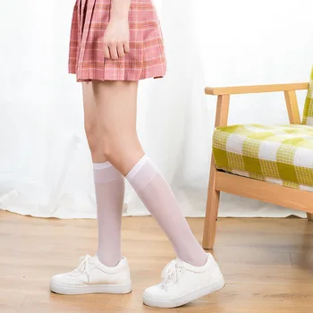 Дамски Тънки Летни Найлонови Секси Чорапи Японски Чорапи COS Под Коляното Бели Дълги Чорапи JK