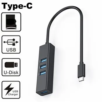 Многопортовый USB 2.0 Type C 3.1 ХЪБ Hi-Speed 4Port Дърва Адаптер За Компютъра, U Disk, USB Клавиатура