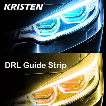 2 елемента Автомобил DRL LED Лампа Ивица на Автомобила Дневен Ходова Светлина 12V Указател на Завоя Гъвкава Водоустойчива Мека Тръба Водач Светлинна Ивица