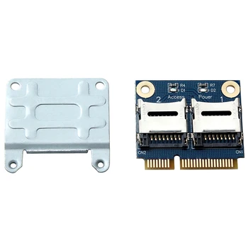 2 SSD твърд ДИСК за лаптоп Dual Micro SD SDHC SDXC TF to Mini PCIe Memory Card Reader mPCIe to 2 Mini-Sdcards Mini Pci-E Adapter