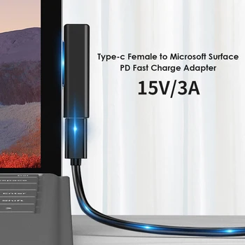 Type C Female PD Fast Charging Plug Конвертор за Surface Pro 3 4 5 6 Go Конектор за USB C Женски Адаптер за Surface Book