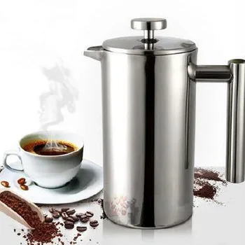 Tea French Press Кафе машина От Неръждаема Стомана кана за Кафе-Филтър,с Двойна Стена и Голям Капацитет Ръчни Кафе контейнери Cafetiere
