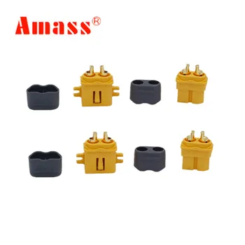 10 Двойки Amass XT60L Мъжки Мъжки и Женски 3.5 мм позлатен Огнестрелни Конектори с ключалка Защитна втулка за RC Lipo Батерии