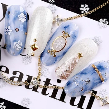 1бр Коледна Снежинка с Холограма на Ноктите Блясък на Ноктите Блести, е Злато Метални Парчета