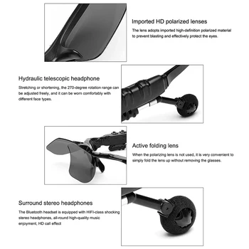 Човек Спорт Стерео Безжичен Bluetooth 5.0 Слушалки Очила Телефон Хендсфри Шофиране Очила Музика Аудио Очила