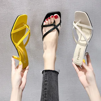 Сандали и чехли годишният нов стил джапанки европейски и американски шило петата мода дамски обувки