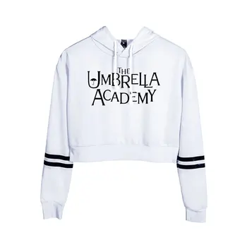 The Umbrella Academy Crop hoodie блузи, Дамски пуловери Унисекс Harajuku Спортен Костюм момиче бял с качулка на Извънгабаритни
