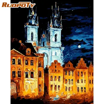 RUOPOTY САМ Painting By Numbers for Adults Abstract City Landscape Paint by numbers On Canvas Digital Painting Home Decor
