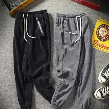 Мъжки панталони са По щиколотку Удобни Плюс Размера на Мъжки Спортни Панталони Дантела Мъжете Всичко Мач Панталони Harajuku Корейски Стил, Мода