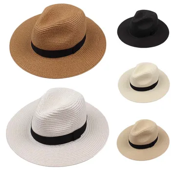New Arrived Unisex Wide Straw Hat Straw Sunshade Panama Roll Up Fedora Beach Sun Hat шапка дамски летни