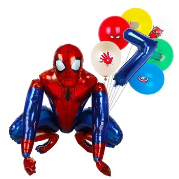 1set 3D Spiderman Iron Man Hero Aluminum Foil Balloons на Детски рожден ден Decoration Baby Shower Доставки Globos