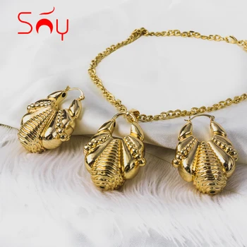 Sunny Jewelry Copper New African Fashion Big Hollow Sets Women Earrings Pendent Large Light Style For Wedding Gifts Trendy Class