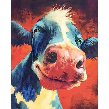 Gatyztory Color Cow Frame САМ Painting By Numbers Handpainted Animal маслени Бои Wall Decor Платно Coloring