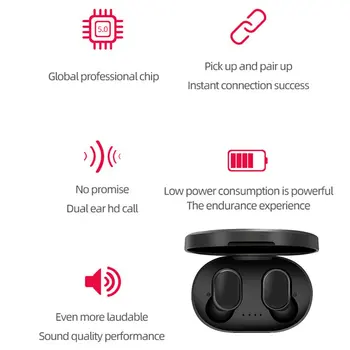 A6S Bluetooth Слушалки Безжични Слушалки 5.0 TWS Слушалки Шумоподавляющий Микрофон