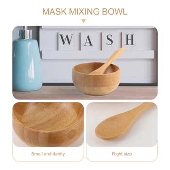 1 комплект само Face Mask Mixing Tool Natural Bamboo Bowl Лъжица Mask Mixing Supply