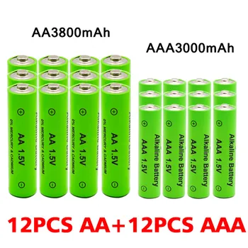 AA + AAA Акумулаторни батерии АА 1.5 V 3800mAh / 1.5 V AAA Алкални Батерии 3000mAh Фенерче детски Играчки, Часовници MP3-Плейър Замени Ni-Mh Батерия