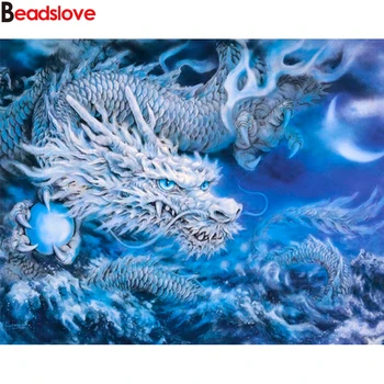 направи си сам диамантена бродерия мозайка китайски стил dragon животно 5D диамантена живопис комплекти на кръстат бод планински кристал декорация на дома