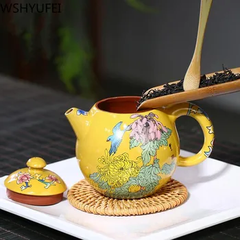Yixing Яйце на Дракон Лилаво Глинен чайник Изискан Цвят на Емайла Чайници красота maker Сурова руда Ръчно изработени Чай Автентичен 250 мл