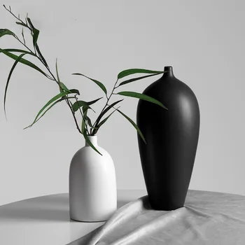Nordic Бял черен Керамична Ваза Хол Украса Украса Модерна ваза декорация на дома дизайн