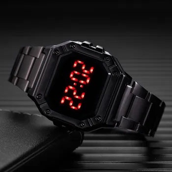 Златни Часовници Мъжки Луксозни Цифрови Електронни LED Часовник с Каишка за Часовник от Неръждаема Стомана Спортни Часовници за жени, Мъже reloj hombre