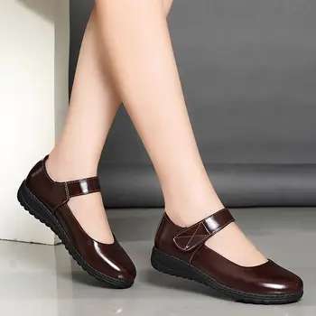 Лолита обувки момичета сладък, плътен кафяв черен апартаменти женски мини удобни външни обувки за дами лаконичен апартамент