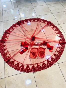 Булчински воали комплект за сватба, сватба, сватба къна нощ аксесоар флок печат сребрист цвят бордо червен цвят жени 2021 младоженеца