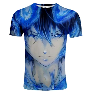 Blue Exorcist 3D Printed T-shirt Men-Casual О-Образно Деколте С Къс Ръкав Градинска Тениска Мода Модни върхове