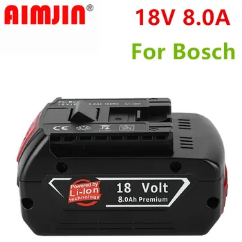 Original18V 8000mah акумулаторна литиево-йонна батерия за Bosch 18V 8.0 A резервна батерия преносима подмяна на BAT609