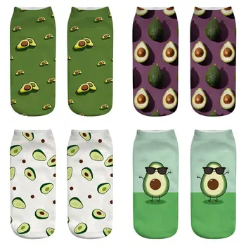 Нови Чорапи с 3D принтом Дамски Унисекс Сладки Чорапи с ниско Деколте глезена Няколко цвята Дамски чорапи Дамски Ежедневни авокадо плодове забавни Чорапи
