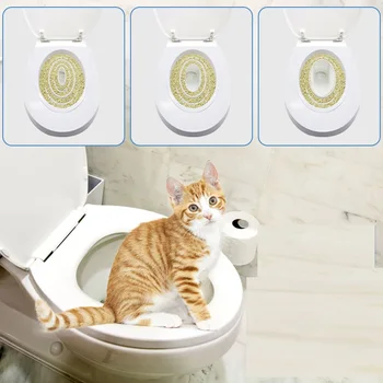 Котка Training Toilet Seat Cat Toilet Training Kit Kitteen Let Free Trainer Sand Cat Tray Mat Toilet Pet Trainer Тоалетен Устройство