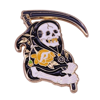 Готически Мрачен Reaper Игли Котка Ковчега На Смъртта Брошки Сърфиране Призрак Плаж Вълна Хелоуин Икона