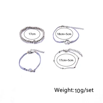Modyle Бохемска Boho Fashion Собственоръчно Сърце Ocean Map Bracelet Sets Women Grey Въже, Верига Гривни, Бижута Коледен подарък