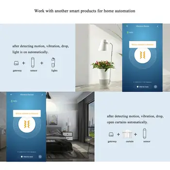 Zigbee Smart Vibration Intelligent Sensor Detection Home Security Alarm System SmartLife APP Control Работа С Интелигентна Врата