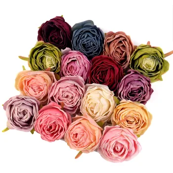 50шт 7 см Високо Качество Изкуствена Коприна Розата е Цветето на Главата За Домашно Сватбена Украса САМ Венец Цвете на Стената на Доставка на Фалшиви Цветя