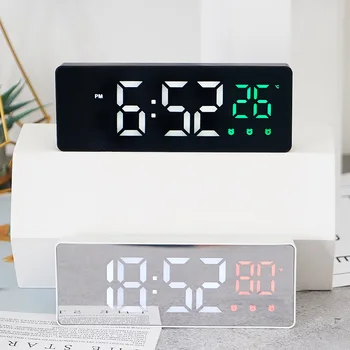 Digital alarm clock Огледало LED Нощни Лампи Термометър Стенни Часовници Лампа Квадрат, Правоъгълник, Многофункционални и Настолни Часовници USB