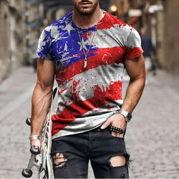 Лятна Мъжка Тениска Европейската И Американската Градинска Мода 6 Beer Shiel 3D Печатна Дрехи, Свободна Едрогабаритна Бързосъхнеща Тениска