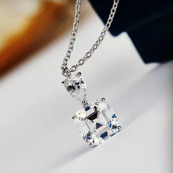 Романтичната Принцеса cut Lab Diamond висулка сребро 925 проба Партия Сватбен Висулка верига necalace за жени Сватбени декорации