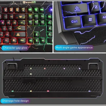 RGB Luminous Осветен Gaming Mouse Keyboard Combos Gamer Комплект USB Жичен Водоустойчив Ергономична клавиатура И Мишка За PC Компютър