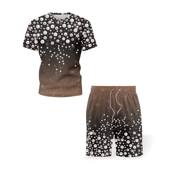 Творческа Бира 3D-Печат с Високо Качество Лятна Тениска къси Панталони 2-Те Части Мъжки Моден Костюм Спортни Плажни Панталони С Къс Ръкав в Ежедневието