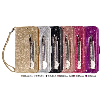 За Huawei P40 P30 P20 Lite Pro Y6/У 7 2019 P Smsrt 2019 Капитан 20 Lite Fashion Glitter Wallet Leather Card Slots Flip Cover Case