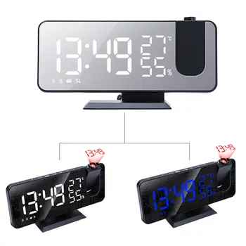Led Аларма Проекция на Дигитална Маса, Електронни Настолни Часовници Led Екран USB Настолни Часовници с Прожекционен Огледало на Време на Дрямка