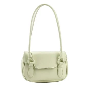 Зелен Малка Изкуствена Кожа Чанта на Рамото, с Къси Дръжки за Жени 2021 Лятна Мода Луксозен Франзела под Мишниците Чанти