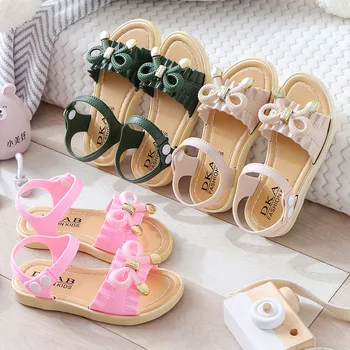 Сандали 2021 Лятото Baby Girl Shoes Bowknot Момиче Принцеса Sandals Детски Обувки за момичета Сандали Студентски нескользящие плоски сандали
