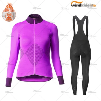 Mavic Winter Cycling Jersey Set Thermal Fleece Long Sleeve Clothing Training Uniform Woman МТБ Състезания Clothes Maillot Ciclismo