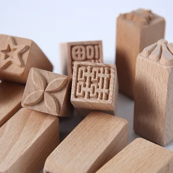 Керамично изкуство дървена текстура печат комплект от 16 масивно дърво лунна торта печат творчески инструменти глина глина пластмасова форма на глава